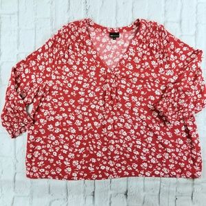 Sz 3X Jones New York Smocked Long Sleeve Flower Print Top